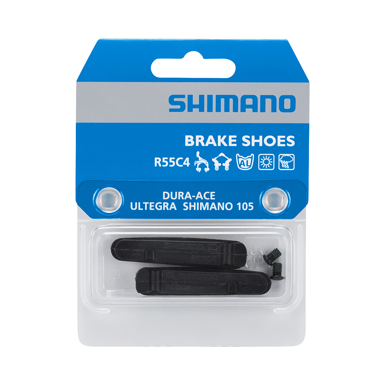 SHIMANO R55C4 bromsbeläggsats av kassettyp inkl. fästbultar (par)