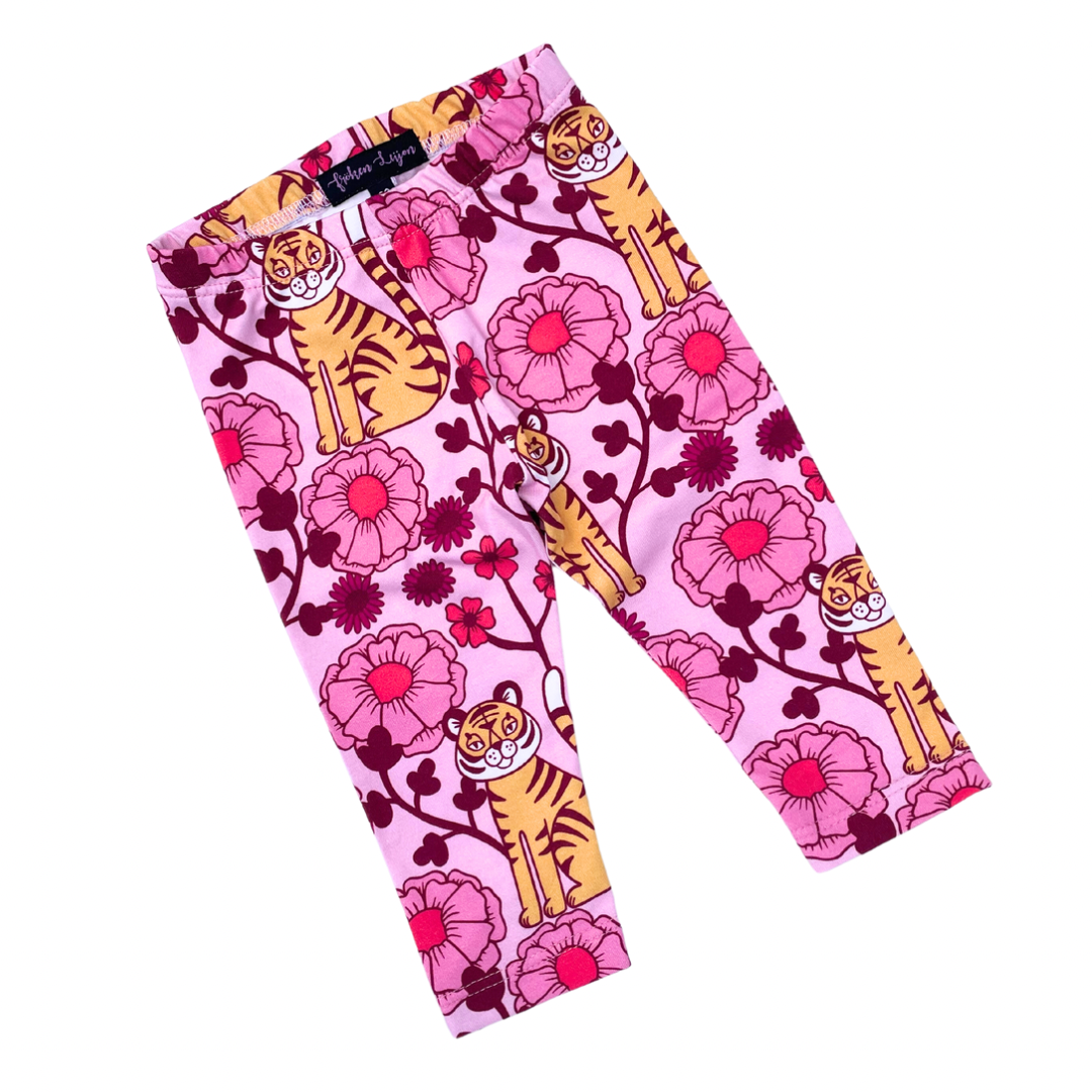 Babyleggings ”Retro tiger” rosa stl. 56 och 68
