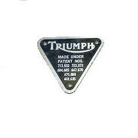 PATENT PLATE,TRIUMPH W/RIVETS