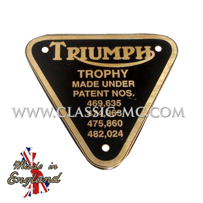 PATENT PLATE, TROPHY BRASS W/RIVETS