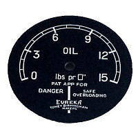 OIL PRESSURE GAUGE, FACE 0-15 PSI EUREKA