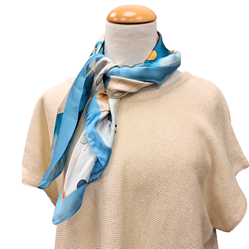 Viskos scarf -   Tufft mönster blå kant