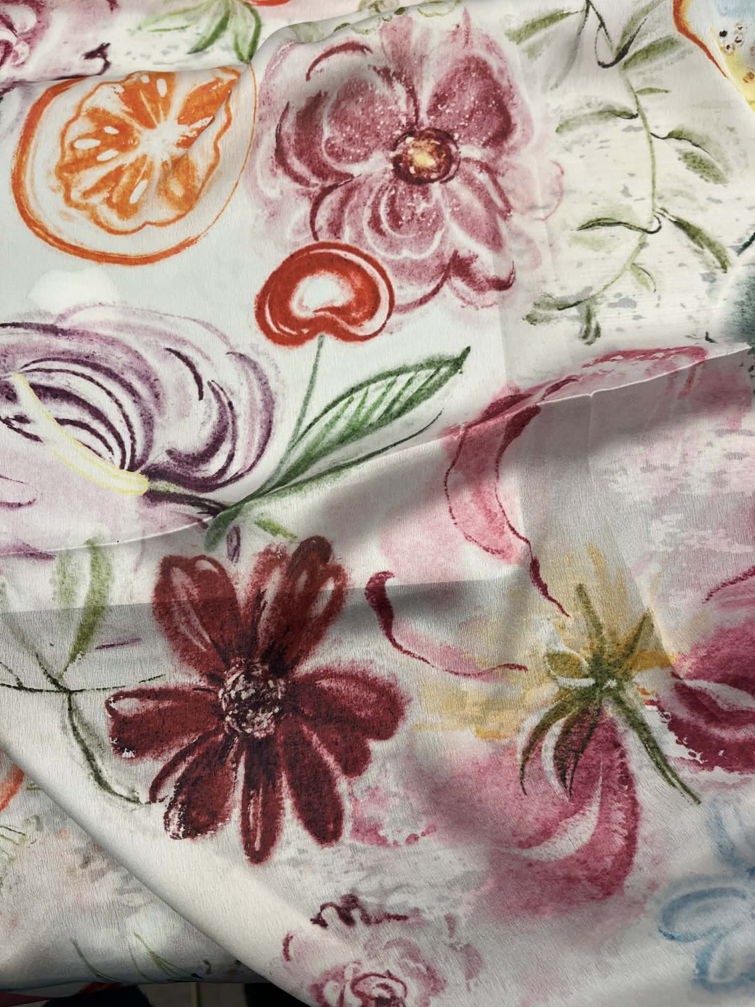 Viskos scarf -  Rosa/vit blomsteräng - 2