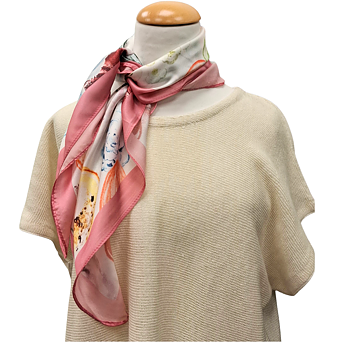 Viskos scarf -  Rosa/vit blomsteräng