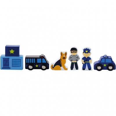 VIGA tågbana tillbehör, Polis, 6 delar/ 1 set, 6 delar