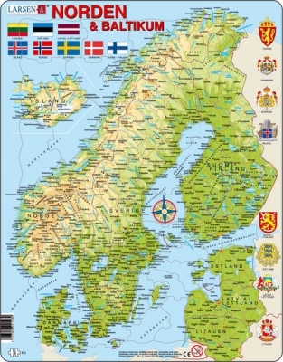 Pussel - Norden & Baltikum med flaggor