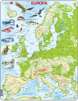 Pussel - TopografiskEuropakarta med djur