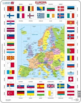 Pussel - Europakarta med flaggor