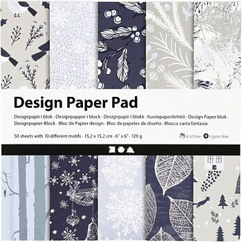 Designpapper, blå, grå,