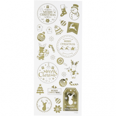 Stickers, guld, jul, 10x24 cm, 1 ark