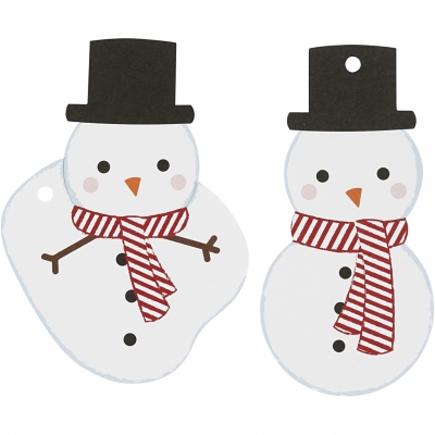 Presentetiketter, snögubbar