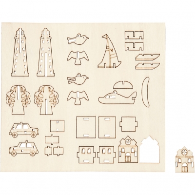 Sätt-ihop-själv träfigurer, vardag, L: 15,5 cm, B: 17 cm, 1 förp.