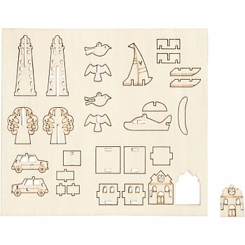 Sätt-ihop-själv träfigurer, vardag, L: 15,5 cm, B: 17 cm, 1 förp.