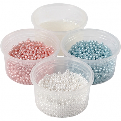 Pearl Clay® , ljusblå, ljusröd, råvit, 3x25+38 g