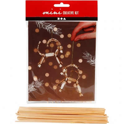 Mini DIY Kit, julbock i halm, H: 7 cm, 1 set