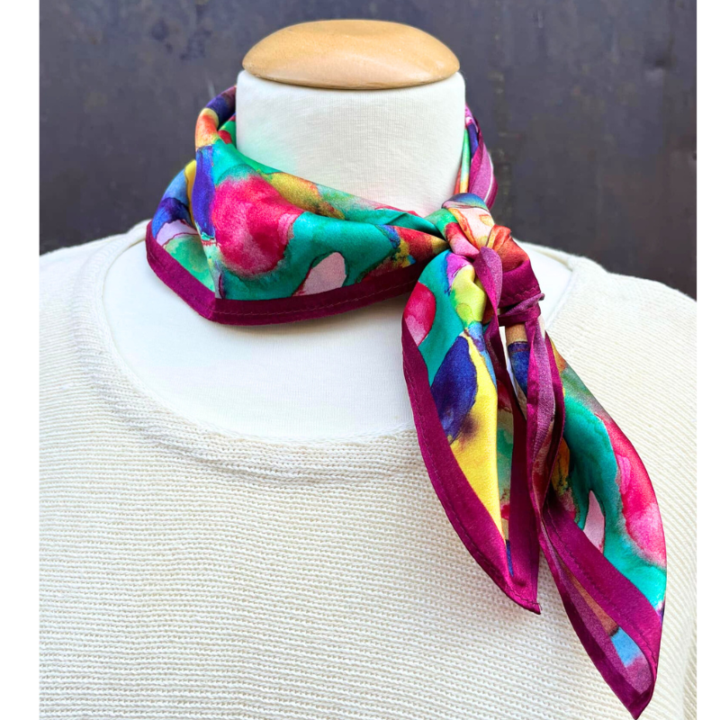 Sidenscarf färgglad 53 cm