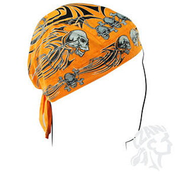 Zan Headgear Orange Tribal Skull