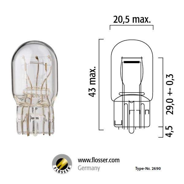 Glödlampa 21/5W T20 W3x16Q