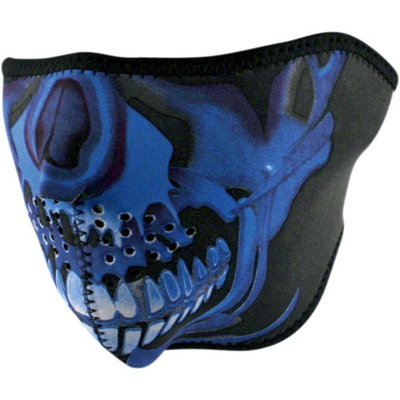Zan Headgear halvmask Blue Chrome Skull