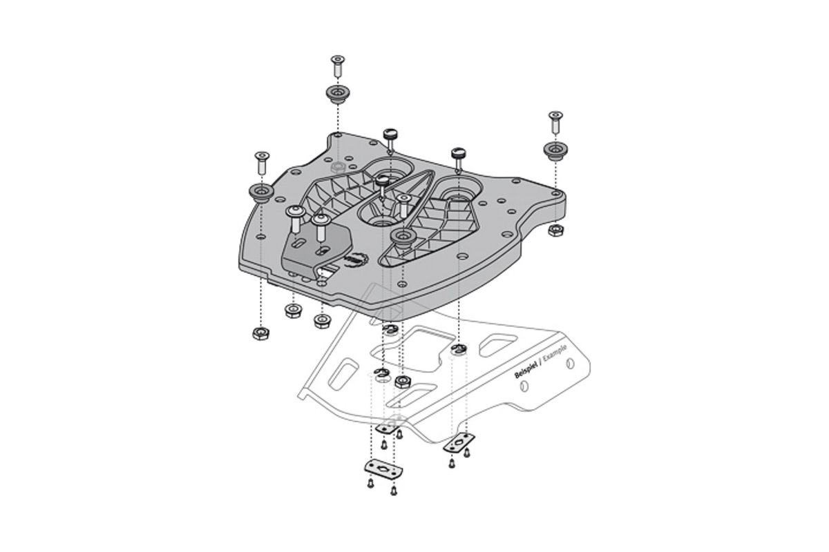 Alu-Rack adapterplatta for Trax topcase 