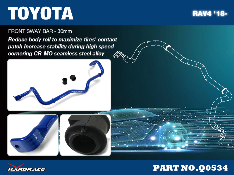 TOYOTA RAV4 '18-
FRONT SWAY BAR, 30MM - 3PCS/SET