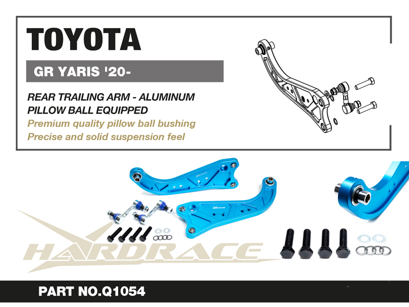 TOYOTA GR YARIS '20- REAR TRAILING ARM, ALUMINUM (PILLOW BALL) - 4PCS/SET