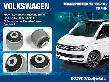 VOLKSWAGEN T5 '03-16 / T6 '16-
FRONT LOWER ARM - REAR BUSHING
(HARDEN RUBBER) - 2PCS/SET