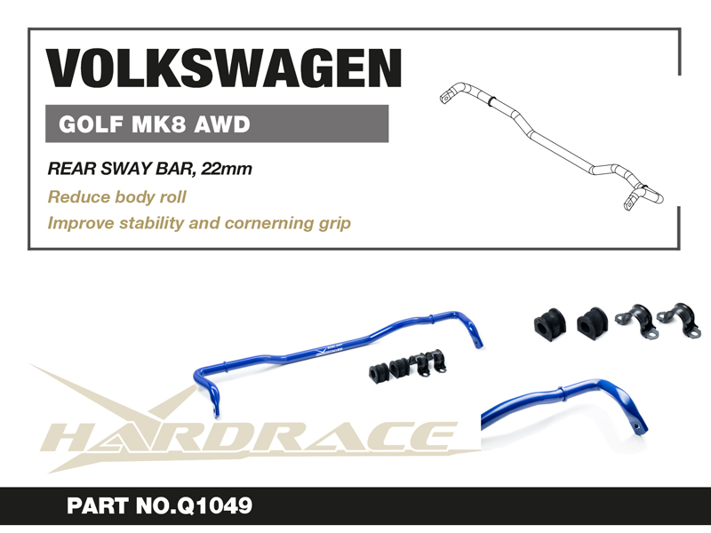 VW GOLF '21- MK8 AWD REAR SWAY BAR, 25.4mm - 5PCS/SET