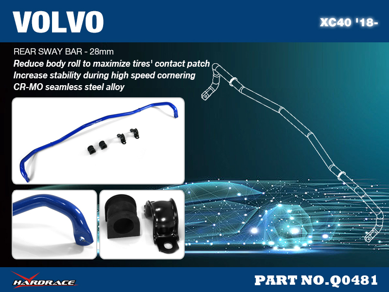 VOLVO XC40 '18-
REAR SWAY BAR, 28MM - 5PCS/SET
FOR FWD USE