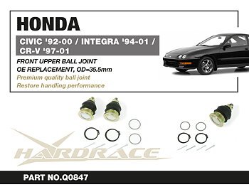 HONDA CIVIC '92-00/ CR-V '97-01/ ACCORD '98-12/
ODYSSEY JDM '03-13/  PRELUDE '97-01/
ACURA INTEGRA '94-01/ CL '01-03/ TL '96-14/ TSX '03-14
Främre Övre Led OD=35.5MM
OE REPLACEMENT - 2 St/Sats