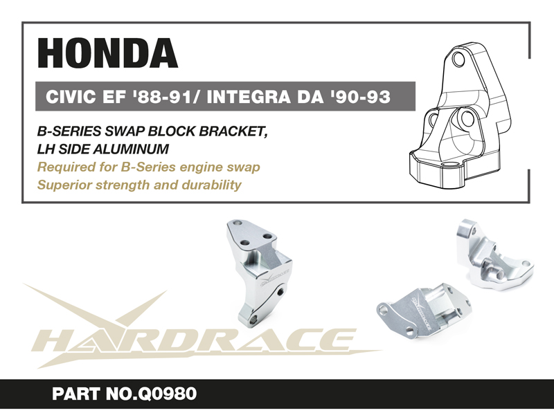 HONDA CIVIC/CRX EF '88-91/ INTEGRA DA '90-93 B-SERIES BILLET BLOCK BRACKET, LH SIDE - 1 St/Sats