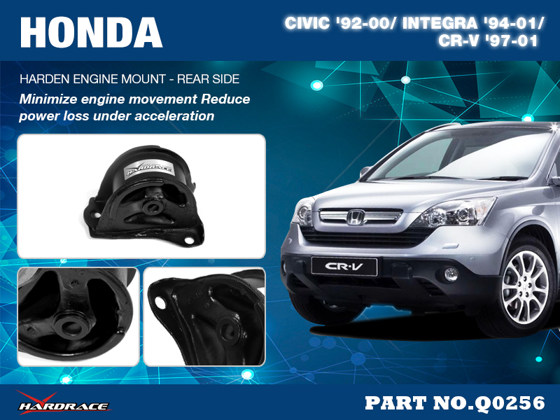 HONDA CIVIC '92-00/ CR-V '97-01/ ACURA INTEGRA '94-01 
Hårdare Motorfäste - Bakre SIDE - 1 St/Sats
(RACE VERSION)