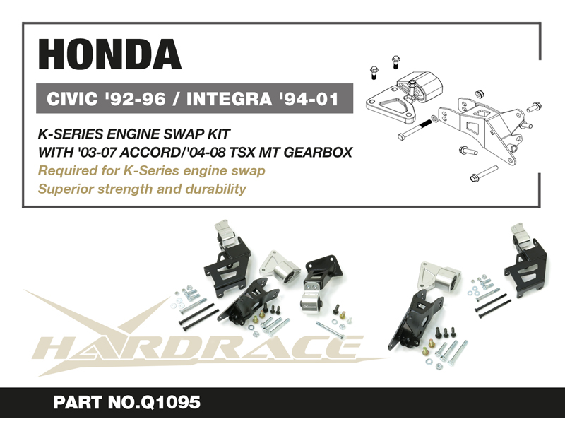 HONDA CIVIC 92-95/INTEGRA 94-01 K-SERIES ENGINE SWAP KIT - 5PCS/SET WITH '03-07ACCORD/'04-08 TSX MANUAL TRANSMOSSION