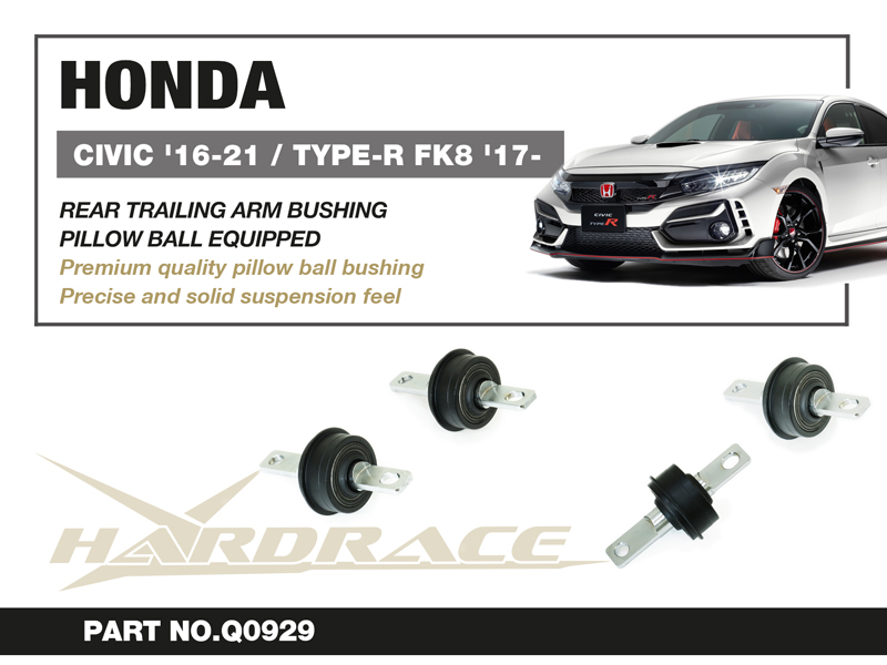 HONDA CIVIC '16-21/ TYPE-R FK8 '17- REAR TRAILING ARM BUSHING (PILLOW BALL) - 2PCS/SET