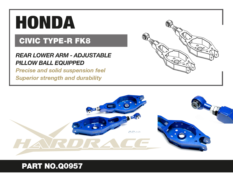 HONDA CIVIC '17- FK8 TYPE-R REAR LOWER ADJUSTABLE ARM (PILLOW BALL) - 2PCS/SET