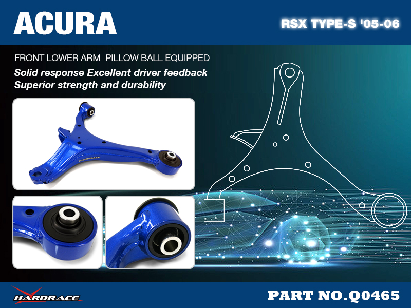 ACURA RSX TYPE-S '05-06
FRONT LOWER ARM - M14 BALL JOINT MOUNTING HOLE
(PILLOW BALL) - 2PCS/SET