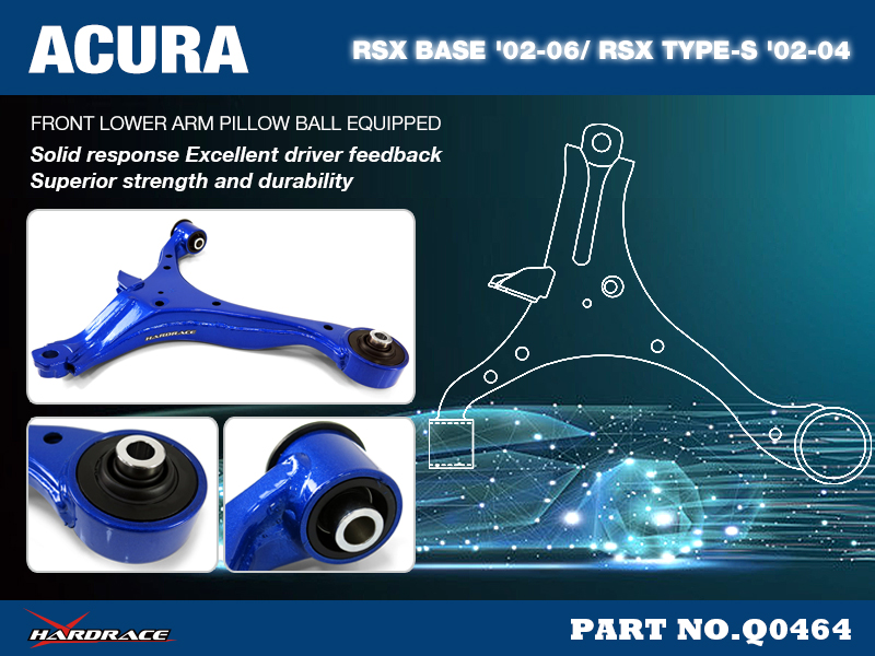 ACURA RSX TYPE-S '02-04/RSX BASE '02-06 
FRONT LOWER ARM - M12 BALL JOINT MOUNTING HOLE
(PILLOW BALL) - 2PCS/SET