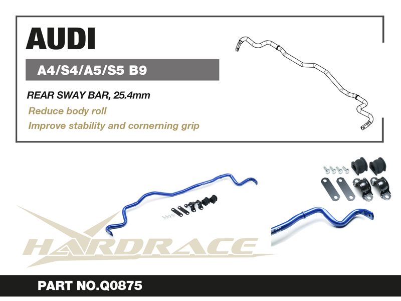 AUDI A4/S4/RS4/A5/S5/RS5 B9 '16- REAR SWAY BAR, 25.4MM - 7PCS/SET
