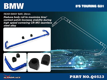 BMW 5'S TOURING G31 '17-
REAR SWAY BAR, 28MM - 3PCS/SET
RWD/AWD, W/O DYNAMIC DRIVE