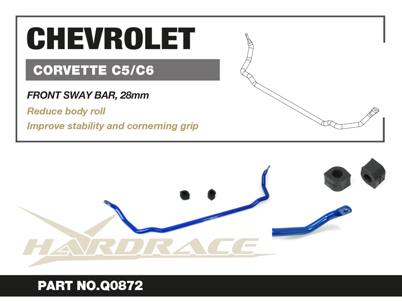 CHEVROLET CORVETTE C5 '97-04/C6 '05-13 FRONT SWAY BAR, 28mm - 3PCS/SET
