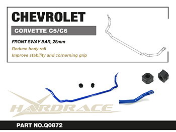 CHEVROLET CORVETTE C5 '97-04/C6 '05-13 FRONT SWAY BAR, 28mm - 3PCS/SET