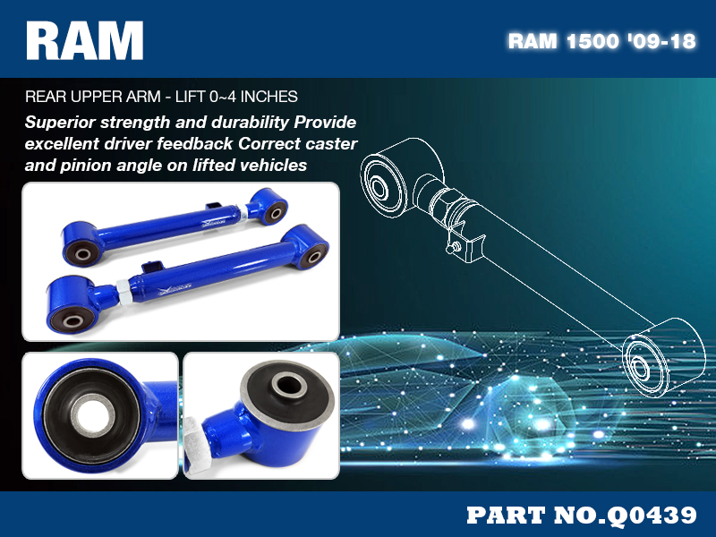 RAM 1500 '09-18
REAR UPPER ARM - LIFT 0-6 INCHES
(HARDEN RUBBER) - 2PCS/SET