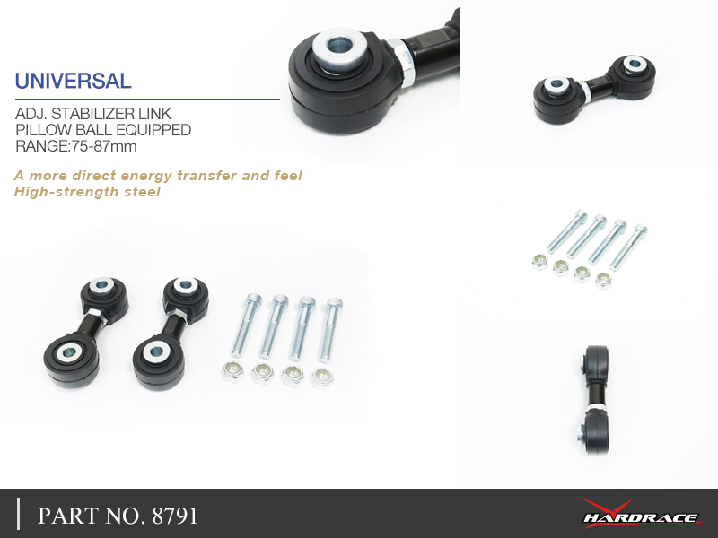 UNIVERSAL ADJ. STABILIZER LINK (PILLOW BALL) - 2PCS/SET 
RANGE:75-87mm