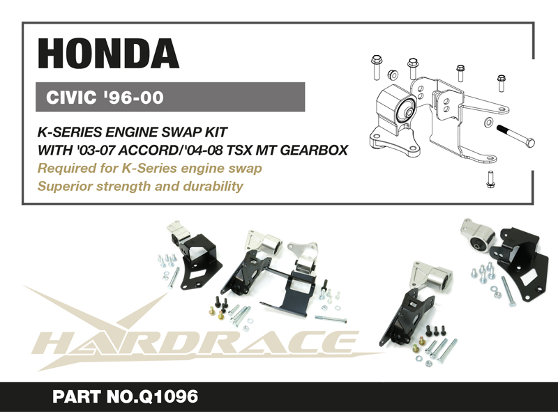 HONDA CIVIC '96-00 K-SERIES ENGINE SWAP KIT - 6 St/Sats WITH '03-07ACCORD/'04-08 TSX Man.  Trans.