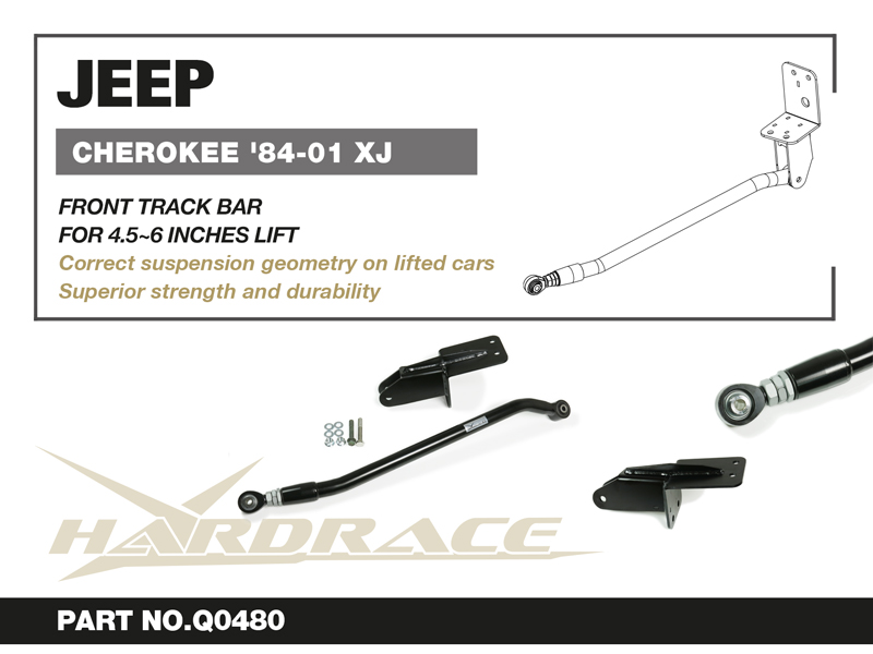JEEP CHEROKEE '84-01 XJ 
FRONT TRACK BAR, LIFT 4.5~6 INCHES
(PILLOW BALL+HARDEN RUBBER) - 2PCS/SET
FOR LHD USE
V2.