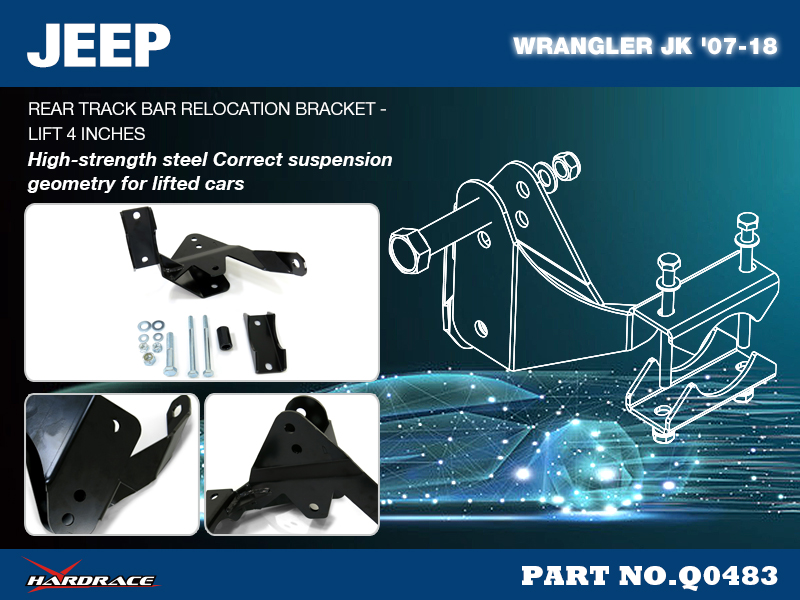 JEEP WRANGLER '06-18 JK
Bakre TRACK BAR RELOCATION BRACKET - LIFT 4 INCHES
- 2 St/Sats