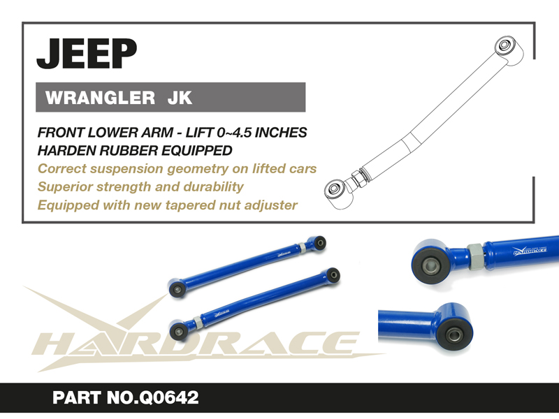 JEEP WRANGLER '06-18 JK
Främre Bärarm- Justerbar V2.
LIFT 0~4.5 INCHES
(Hårdare Gummi) - 2 St/Sats