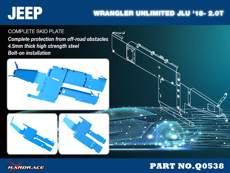 JEEP WRANGLER UNLIMITED JLU '18- 2.0T
COMPLETE SKID PLATE - 8PCS/SET