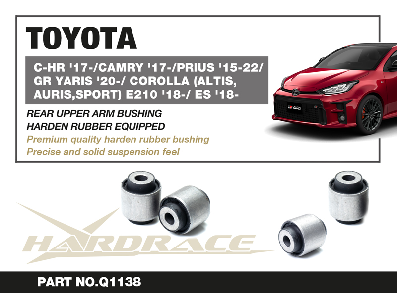 TOYOTA C-HR '17-/ CAMRY '17-/ PRIUS '15-22/ GRYARIS '20-/ COROLLA (ALTIS,AURIS,SPORT) E210 '18-/ AVALON '19-/ LEXUS ES '18- Bakre Övre Bärarm Bussning KIT (Hårdare Gummi) - 2 St/Sats