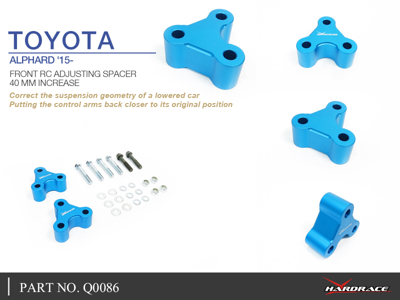 TOYOTA ALPHARD '08-/ PREVIA '06-19/ RAV4 '05-18/
HARRIER '13-20/ LEXUS NX '14-
 GEOMETRY CORRECTION SPACER - 2 St/Sats 
40 MM INCREASE